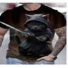 Breathable Men 3D Cat Graphic Tee