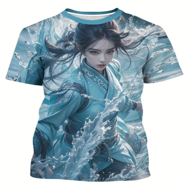 Glossy Men Summer Anime Girl T-Shirt