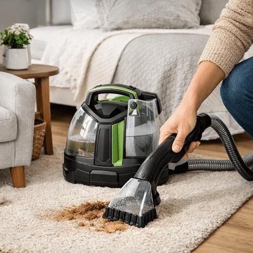 Best compact carpet and upholstery cleaner for small spaces cleaning a rug in a small living room