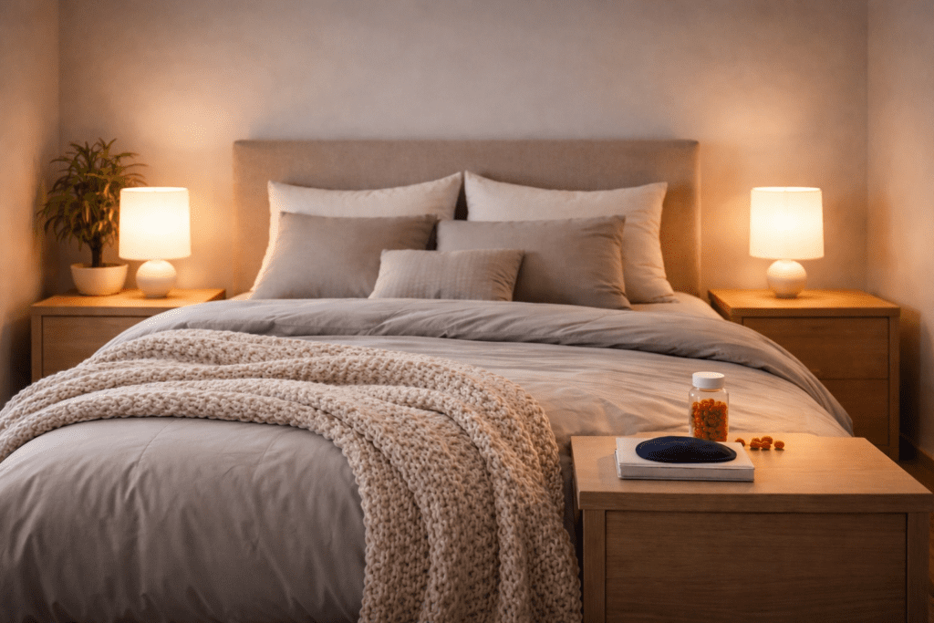 Cozy bedroom with calming neutral tones