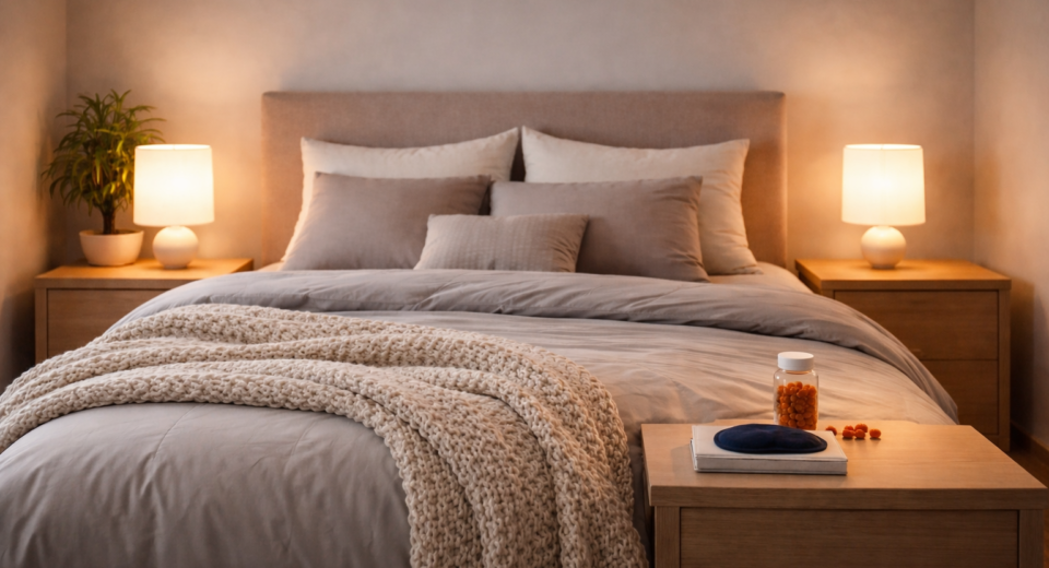 Cozy bedroom with calming neutral tones