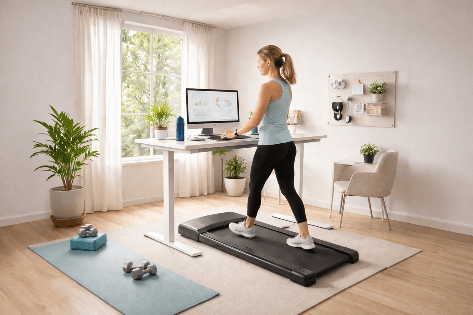 Modern home office and workout space