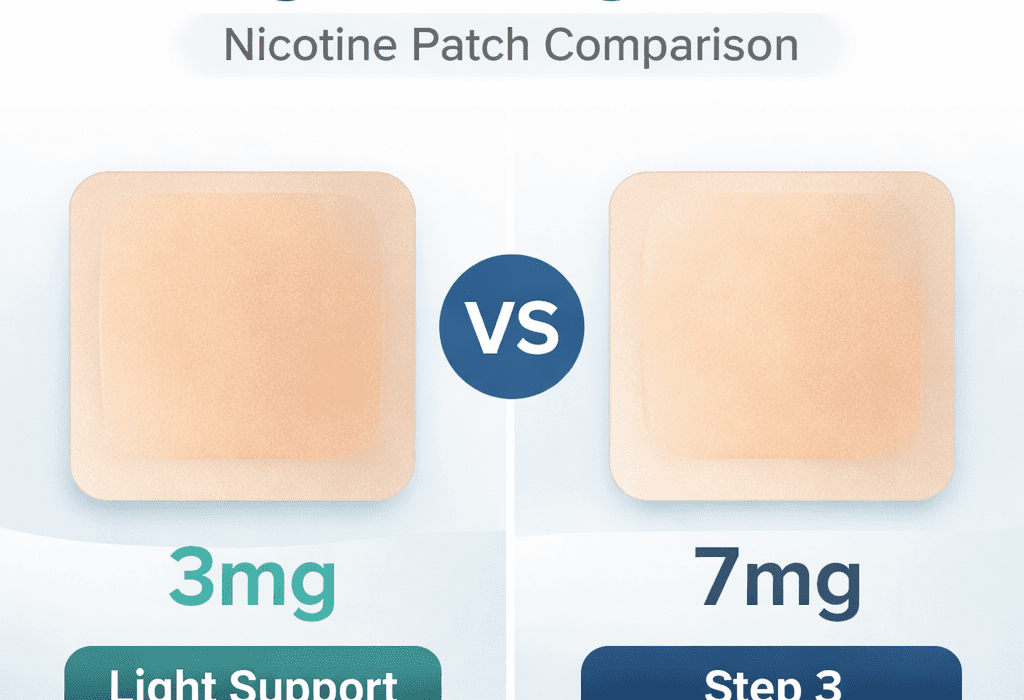 3mg vs 7mg nicotine patch comparison showing dosage differences for quitting smoking
