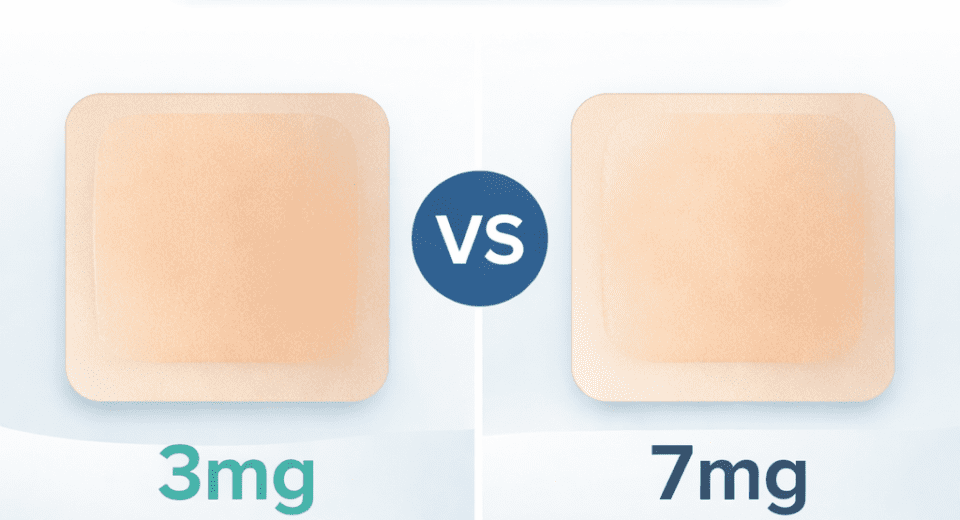 3mg vs 7mg nicotine patch comparison showing dosage differences for quitting smoking