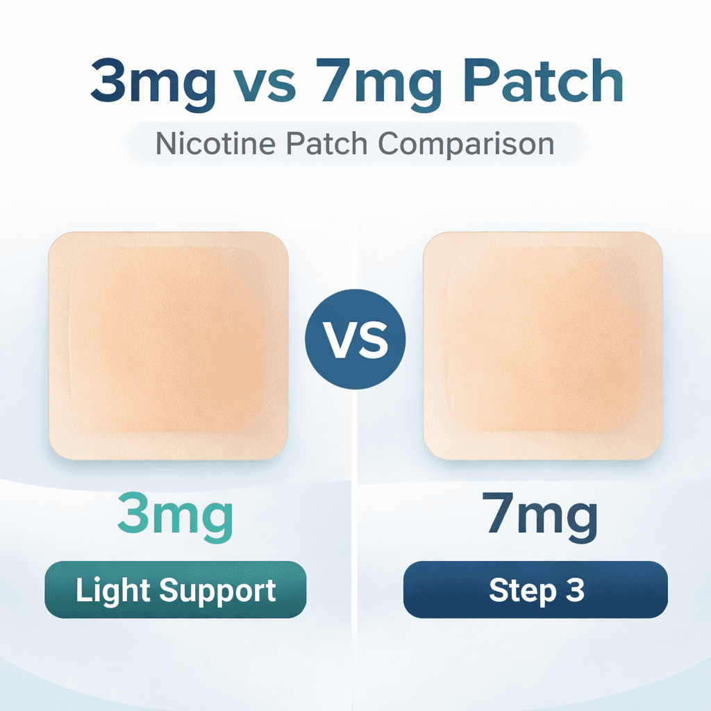 3mg vs 7mg nicotine patch comparison showing dosage differences for quitting smoking