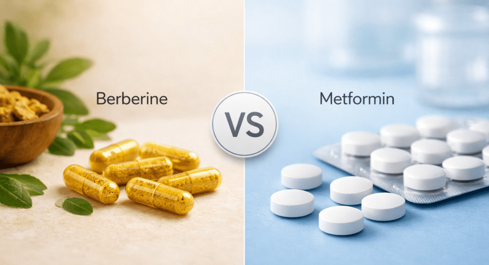 Berberine vs Metformin comparison for blood sugar control, which is better for diabetes, weight loss benefits, side effects and natural alternative to metformin