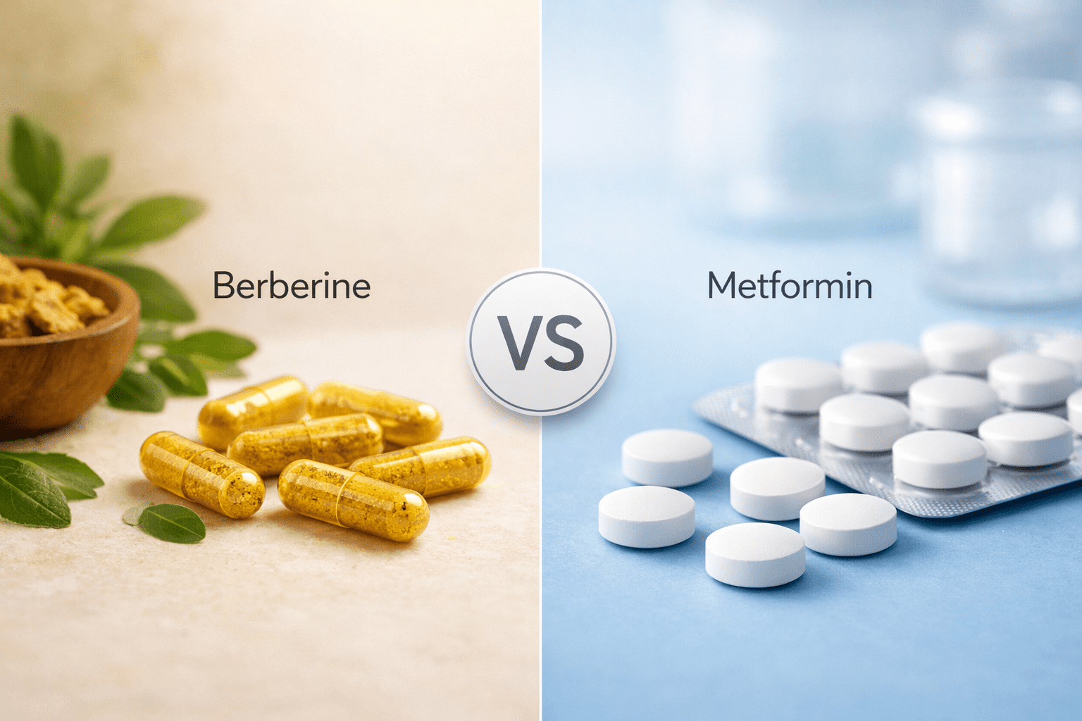 Berberine vs Metformin comparison for blood sugar control, which is better for diabetes, weight loss benefits, side effects and natural alternative to metformin