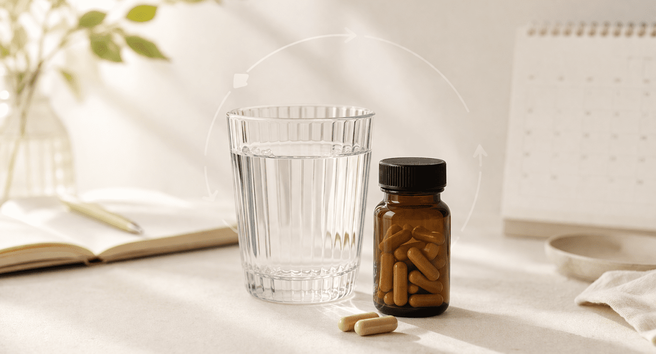 Berberine dosage capsules with glass of water morning routine weight loss supplement