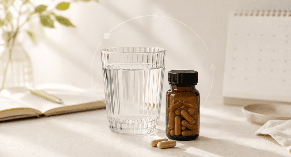 Berberine dosage capsules with glass of water morning routine weight loss supplement