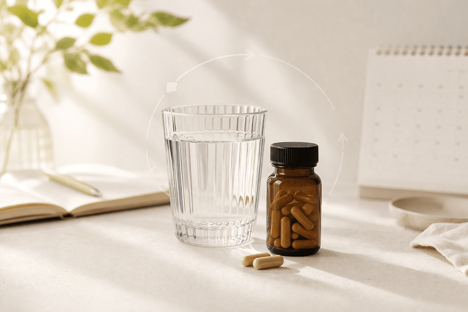 Berberine dosage capsules with glass of water morning routine weight loss supplement