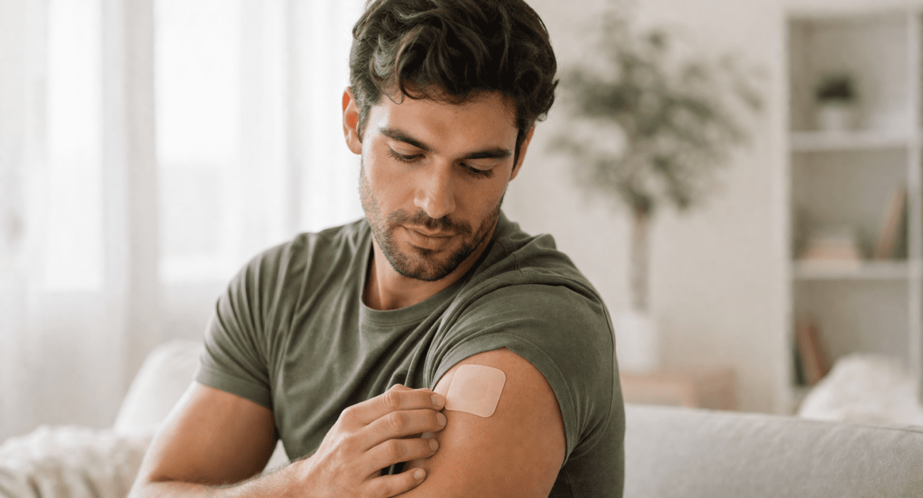 man wearing weight loss patch berberine transdermal use