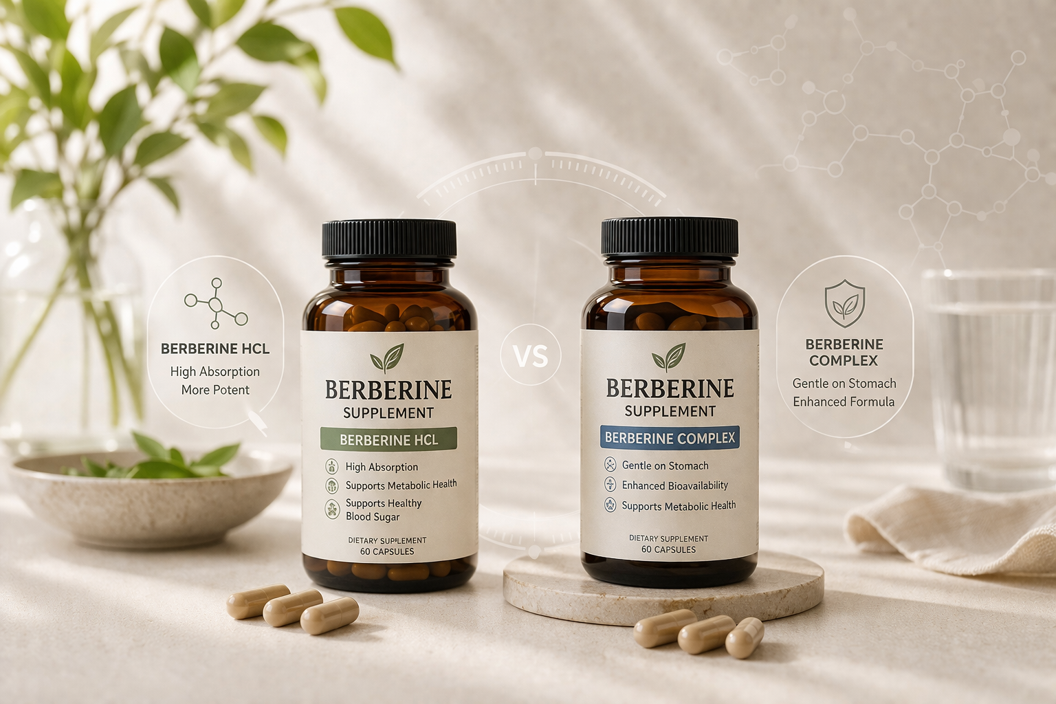 Berberine supplement comparison HCL vs complex capsules for weight loss support