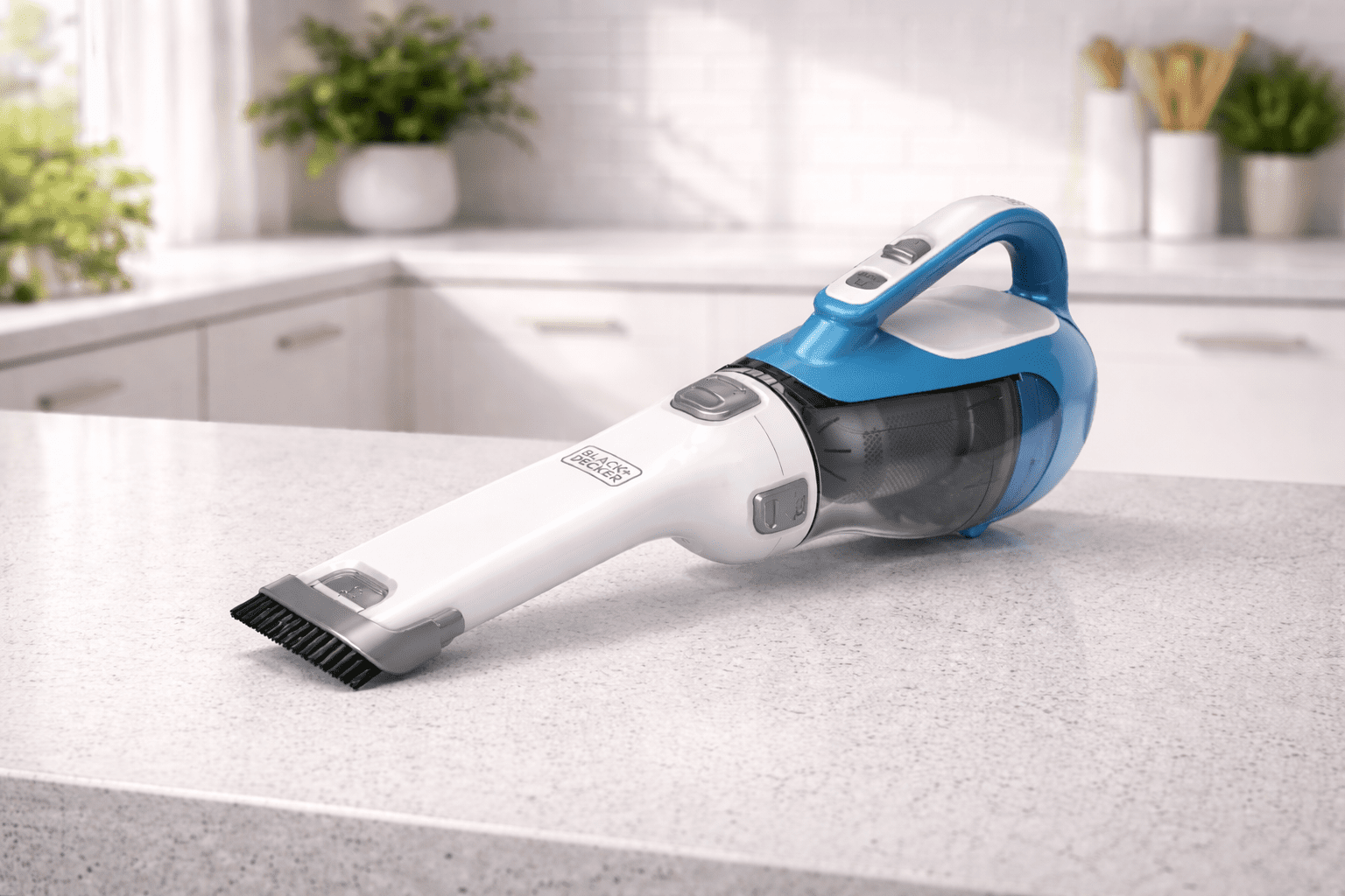 BLACK+DECKER CHV1410L handheld vacuum on kitchen counter