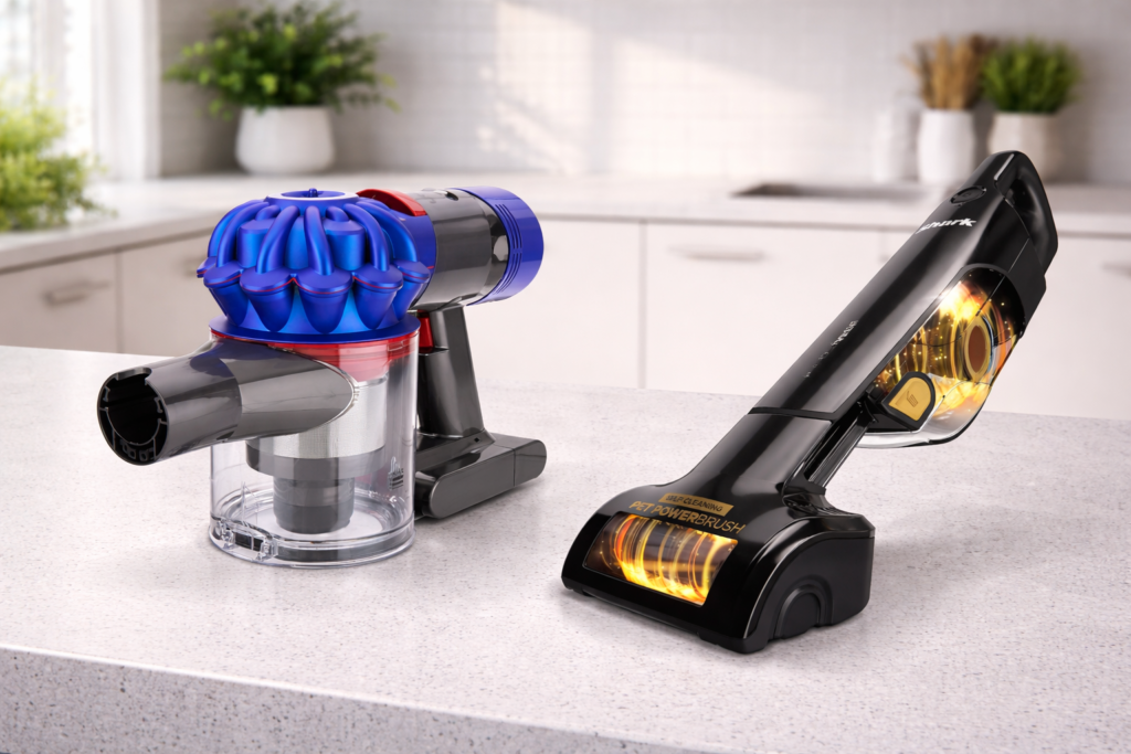 Dyson V7 vs Shark UltraCyclone handheld vacuum comparison
