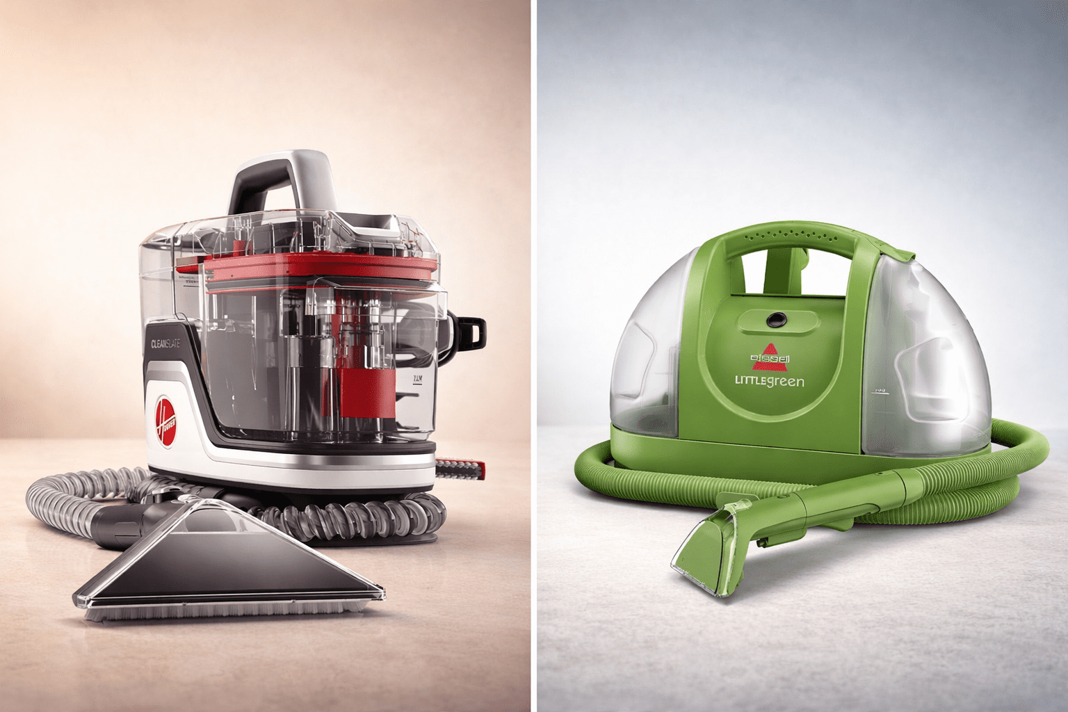 Hoover CleanSlate vs Bissell Little Green portable carpet cleaner comparison