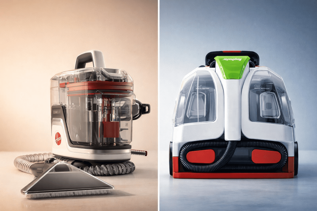Hoover CleanSlate vs Rug Doctor portable carpet cleaner comparison