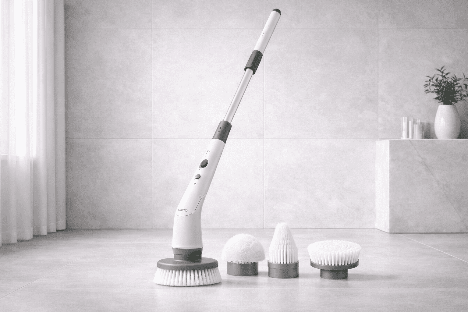 Labigo electric spin scrubber with extension handle in bathroom