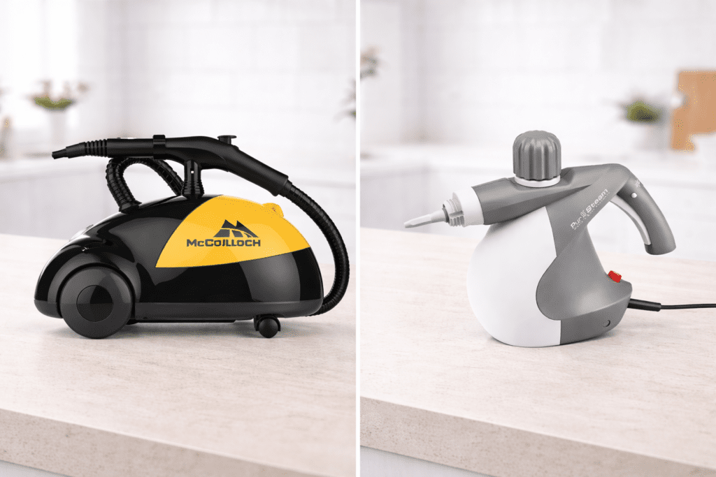 McCulloch MC1275 vs PurSteam handheld steam cleaner comparison