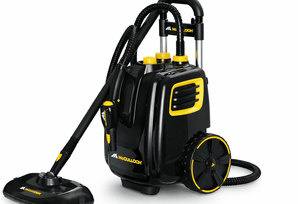 McCulloch MC1385 deluxe canister steam cleaner on floor