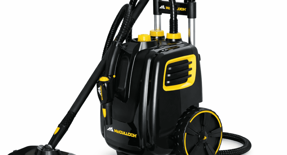 McCulloch MC1385 deluxe canister steam cleaner on floor