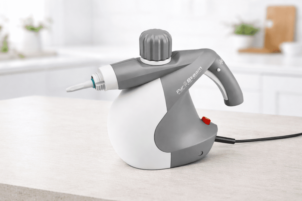 PurSteam handheld steam cleaner on kitchen surface