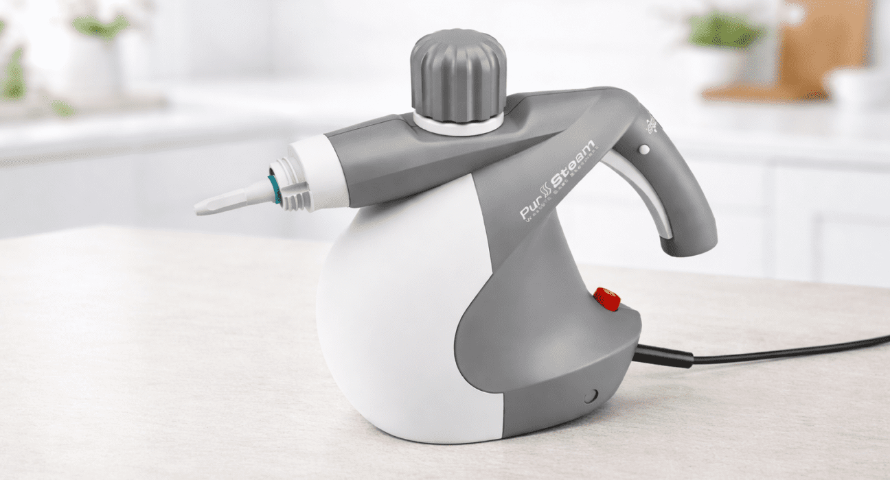 PurSteam handheld steam cleaner on kitchen surface