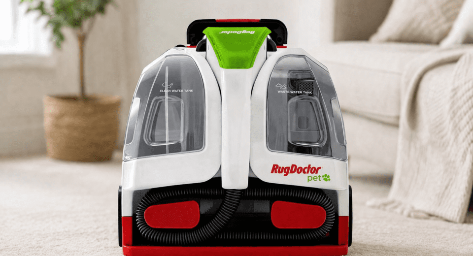 Rug Doctor portable spot cleaner cleaning upholstery fabric