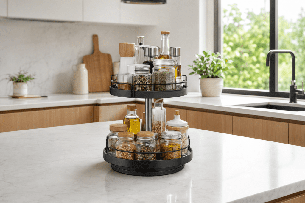 Rotating Kitchen Rack – 360° Kitchen Organizer 360 degree rotating kitchen rack organizer for space saving kitchen storage
